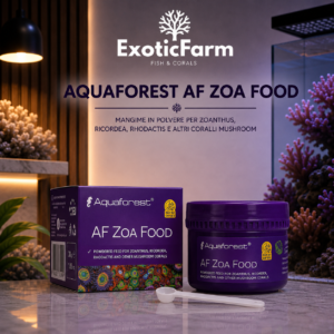 Aquaforest AF Zoa Food 30 g è un alimento in polvere con vitamine per Zoanthus, Ricordea, Rhodactis e coralli fungo, ideale per acquari reef.